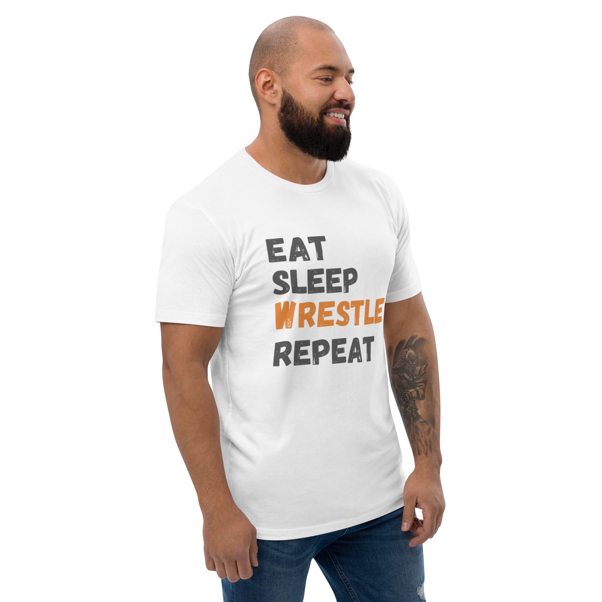Eat Sleep Wrestle Repeat Fitted T-Shirt