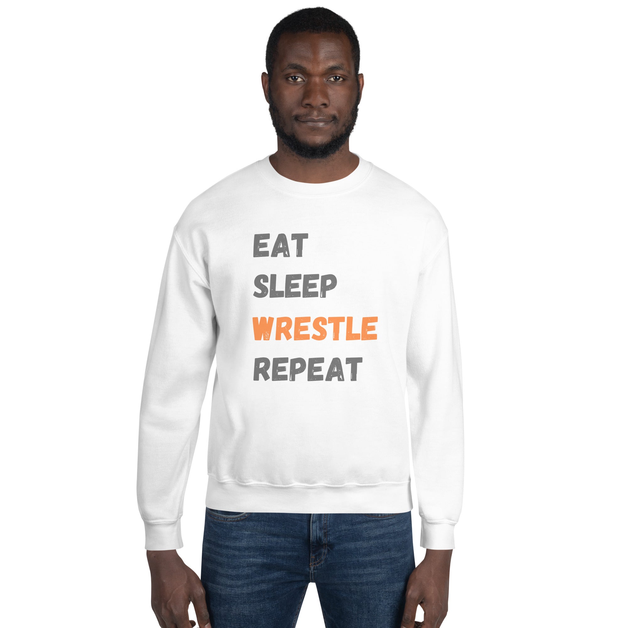 Eat Sleep Wrestle Repeat Crewneck Sweatshirt Iron Fist Wrestling crewneck, Sweatshirt, Unisex Premium Sweatshirt