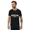 Load image into Gallery viewer, Leave It All On The Mat Curved Hem T-Shirt Iron Fist Wrestling Men&#39;s Curved Hem T-Shirt, Wrestling T-shirt